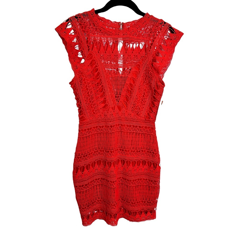 NWT Ever After Red Lined ‎ Crochet Mini Dress